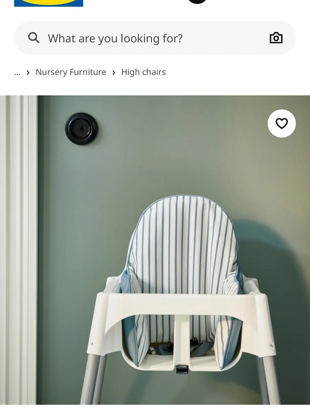 IKEA Striped Nursery Seat Cushion in White and Bluea antilopa high chair protect